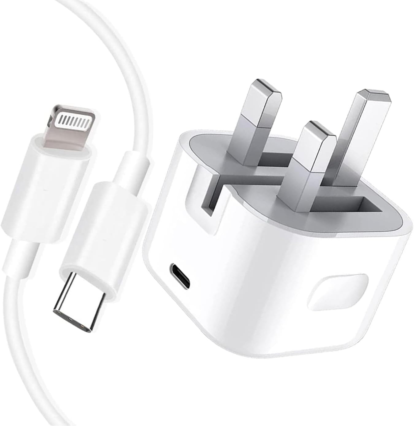 25W Fast Charger Adapter with USB-C to Lightning Cable, PD Certified Charging Plug for iPhone, iPad, AirPods – White