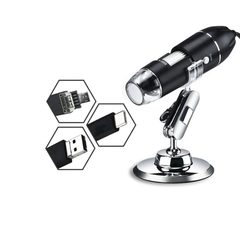 3-in-1 Digital USB Microscope – 1000X Magnifier with 8 LED Lights – Compatible with Android, Windows & Mac
